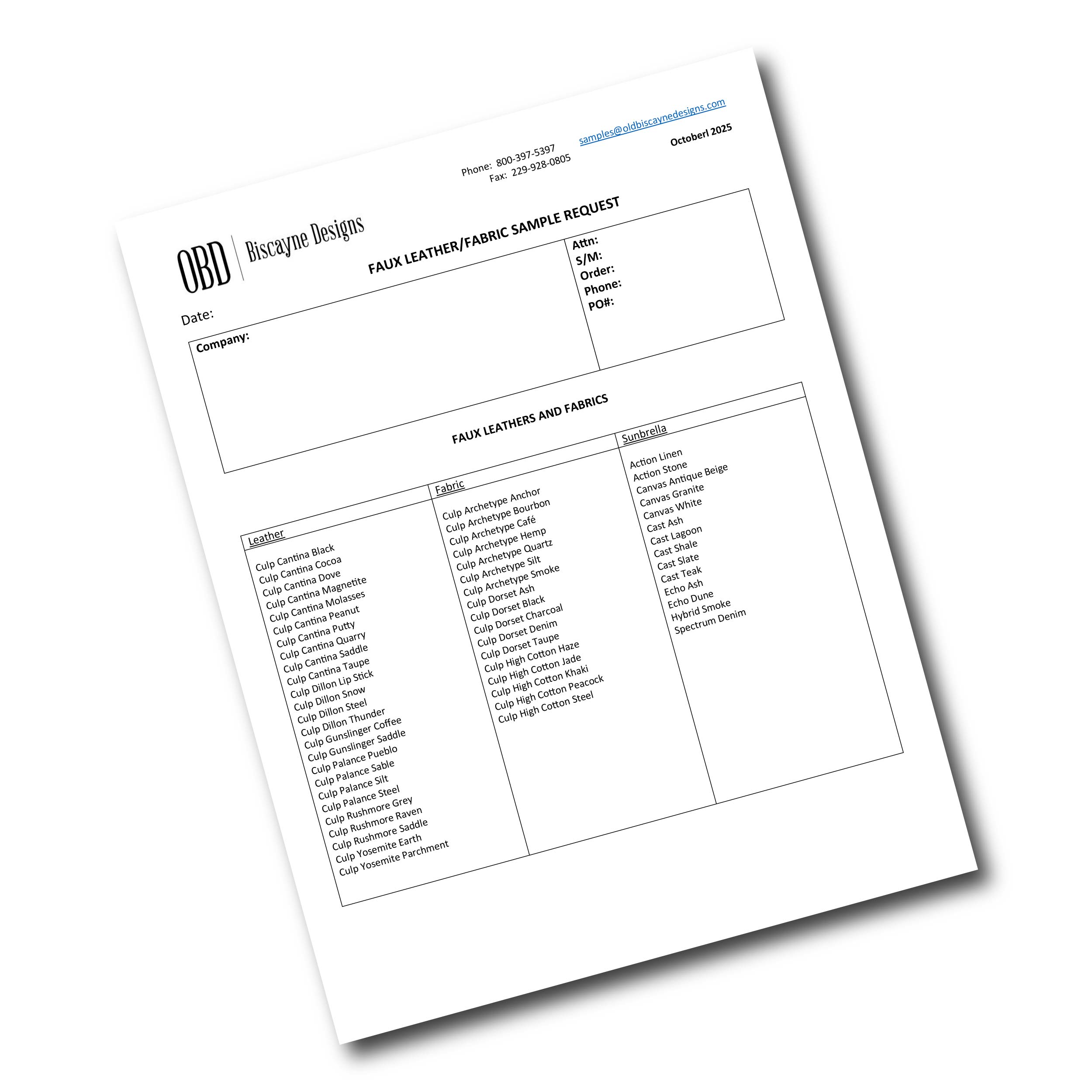 Fabric Sample Request